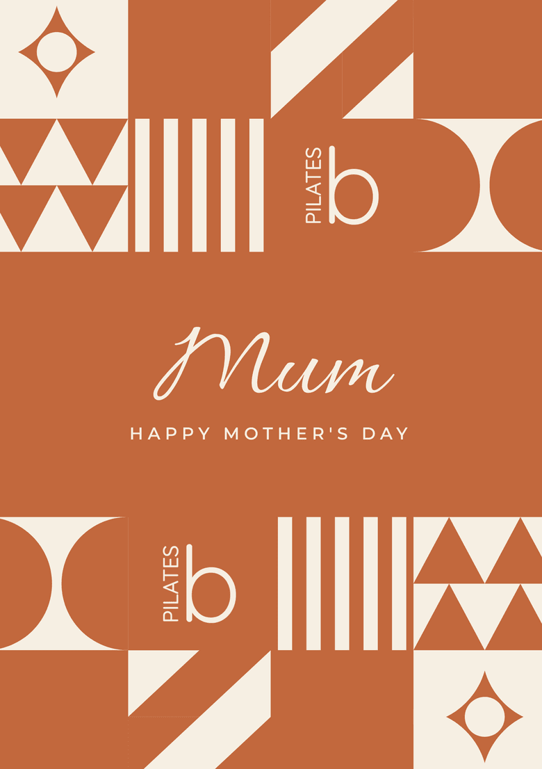 Breath Pilates Gift Voucher Mother's Day card, with «Mum · Happy Mother's day» on the cover