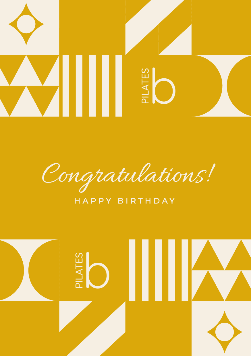 Birthday card cover: “Congratulations! Happy birthday” on a golden background